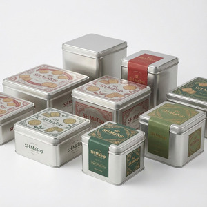 Boîtes en métal carrées sur mesure pour boîte cadeau de biscuits - Product Image 1
