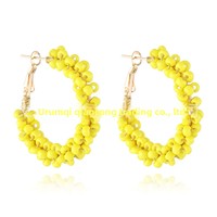 Pendientes de Aro Bohemios Personalizados con Cuentas de Colores, Estilo Europeo Americano, Joyería Artesanal para Mujer, Venta al Por Mayor