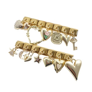 สร้อยข้อมือรูปหัวใจสีทองสุดฮิต ดีไซน์ DIY ทำจากสแตนเลสชุบทอง ยืดหยุ่นได้ เหมาะสำหรับทุกเพศทุกวัย สำหรับโอกาสพิเศษ เช่น วันครบรอบ - Product Image 5