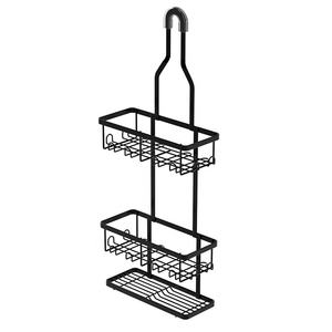 Support de salle de bain moderne à trois niveaux en fer avec crochet, support pour pommeau de douche, rangement pour shampoing et accessoires de douche, outil métallique pour le nettoyage des toilettes et de la vaisselle - Product Image 1