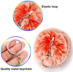 Toptan özel 8cm sevimli puf anahtarlık yumuşak top şekil kabarık Pom Pom anahtar zincirleri peluş anahtarlık aksesuarları - Product Image 6
