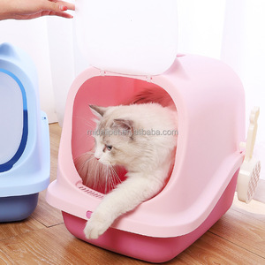 Lettiera a prova di fuoriuscita ingresso PP grande toilette <span class=keywords><strong>per</strong></span> <span class=keywords><strong>gatti</strong></span> paraorecchie <span class=keywords><strong>per</strong></span> <span class=keywords><strong>gatti</strong></span> toilette <span class=keywords><strong>per</strong></span> animali domestici completamente chiusa - Product Image 3