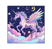 EDP-002 vente chaude ciel étoilé licorne décoration murale peinture diamant rond AB diamant peinture