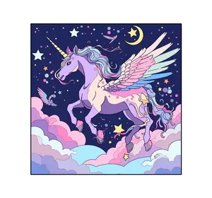EDP-002 Hot selling starry sky unicorn wall decoration painting round diamond+AB diamond painting