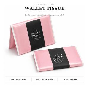 Pañuelos de bolsillo de 3 capas, 6 hojas, color rosa, tamaño viaje, impresión personalizada disponible, suaves para la cara - Product Image 3