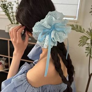 Oversized Dikke Darm Haarband Dames Trekkoord High-End Stijl Zachte Grote Bloem Paardenstaart Vier-Laags Verstelbare <span class=keywords><strong>Scrunchies</strong></span> - Product Image 5