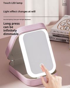 Sac de maquillage LED portable avec batterie intégrée, miroir et boîte à bijoux, étui de rangement cosmétique anti-poussière, vente en gros - Product Image 2