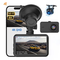 Caméra de tableau de bord de voiture 4K à double objectif 3 pouces, enregistreur DVR avant et arrière avec WiFi, capteur G, enregistrement en boucle, vision nocturne pour la sécurité de la conduite