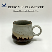 Tasse en céramique à dégradé effet four, résistante aux hautes températures, compatible micro-ondes, design vintage rétro, pour usage au bureau