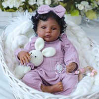 Poupée Reborn Afro-Américaine Noire de 19 Pouces, Peau Foncée Réaliste, Nouveau-né, Bébé, Peinte à la Main, Effet Naturel, Cadeau de Collection