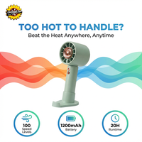 Ventilateur portable sans pales SLTCL pour camping et maison, réglage 100 niveaux, batterie rechargeable USB (1200 mAh), faible bruit, extérieur