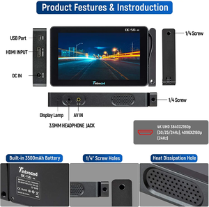 VILTROX 모니터 드 비디오 드 캄포 파라 카마라 DSLR, 판탈라 택틸 드 DC-56 드 5,5 풀가다스, IPS, 4K, H DMI, ENTRADA AV DC - Product Image 5