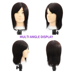 Tête de mannequin afro noire <span class=keywords><strong>avec</strong></span> cheveux humains indiens Remy épais et bruts pour la pratique de la coupe et du tressage, taille de tête 14 pouces - Product Image 3
