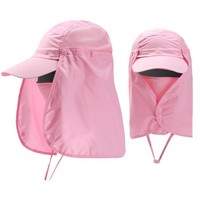 Topi Outdoor Nylon dengan Pinggiran Lebar dan Pelindung Wajah & Leher untuk Olahraga Pria & Wanita, untuk Perjalanan, Bersepeda, Memancing, Bahan Cepat Kering
