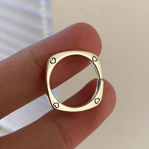 S925 Sterling Silver Geometric <b>Open</b> <b>Ring</b> With Heart Design For Women Index Finger Minimalist Jewelry Everyday Wear - Product Image 1