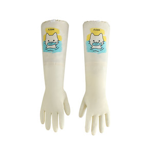 Gants en latex amusants et mignons pour femmes, pour la vaisselle en <span class=keywords><strong>cuisine</strong></span>, durables, allongés, épaissis, imperméables avec fermeture à cordon - Product Image 1