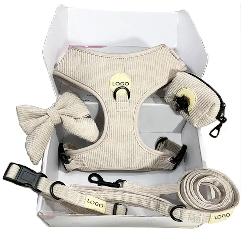 Free sample luxury custom no pull dog harness set designer neoprene pet collar corduroy manufacturer big pet dog collar charms
