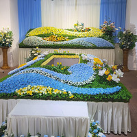 Susunan Bunga Krisan Buatan dari Baja Anti Karat untuk Pemakaman, Dekorasi Altar, dan Latar Belakang Bunga untuk Pemakaman Bayi dan Dewasa