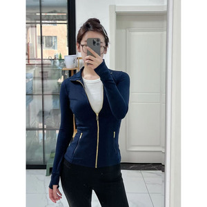 Verão <span class=keywords><strong>Fitness</strong></span> Moda Esportes Yoga Set Vestuário das mulheres 2 Peça Zipper Ouro Jacket Leggings Ginásio Yoga Set Mulheres - Product Image 5