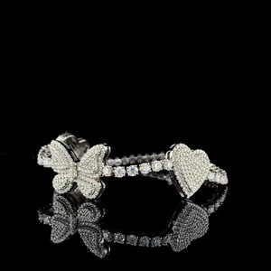 Pulsera de Moissanita Mariposa de 3mm que Pasa la Prueba del Diamante, Plata 925, Lujo, Unisex, Estilo Hip Hop - Product Image 3
