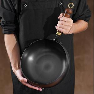 Wok rond en fer avec logo personnalisé, antiadhésif, sans revêtement, grande capacité, pour cuisine - Product Image 5