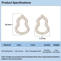 Boucles d'oreilles clous en argent S925 avec zircon, motif gourde ajouré, dorées, bijoux de luxe légers pour femmes, vente en gros