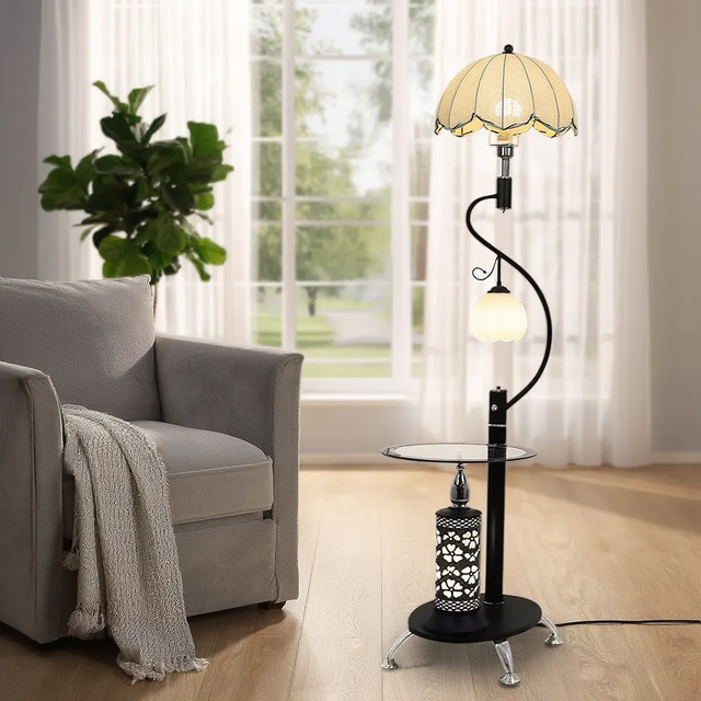 Modern Design with Table Practical Light Luxury Retro Lantern Led Floor Lamp Standing Indoo Floor Lamps