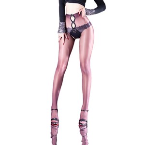 Sexy Open Crotch Two-Tone Gradient Stockings Ultra Thin Glossy Nylon Real Touch Feeling Butt Lifting Clubbing Wear - Product Image 5
