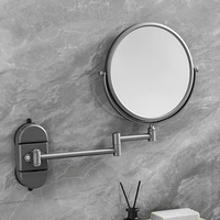 Suction Cup Wall Mounted Makeup Mirror with 360° Swivel Extendable Arm Double Sided 10X Magnifying for Bathroom Hotel