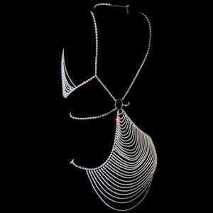 Body chaîne <span class=keywords><strong>sexy</strong></span> entièrement orné de cristaux, lingerie scintillante en strass, harnais multicouche, bijoux pour <span class=keywords><strong>femme</strong></span> pour clubbing, festivals et raves - Product Image 5