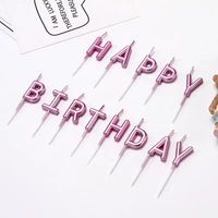 Ensemble de bougies personnalisées en forme de lettres « Joyeux Anniversaire » rouges, 13 pièces, non parfumées, sans flamme, sans fumée, décorations de gâteau pour fêtes, Nouvel An