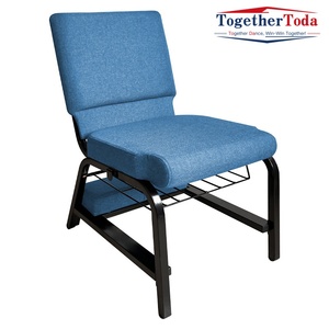 Silla de Iglesia Tapizada en Rojo Toda Together TD-CC02 con Porta Libros, Estructura Metálica Resistente para Auditorio - Product Image 2