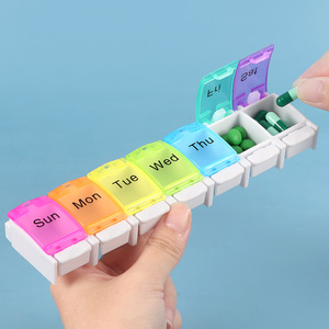 SUNSHING Rainbow Color 7 Day Weekly Pill <b>Container</b> Customizable <b>Tablet</b> Organizer Portable Travel Empty Vitamin Supplements Box - Product Image 2
