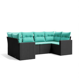 Modular Black PE <b>Rattan</b> Garden <b>Sofa</b> Set Elegant Outdoor Furniture 6 Seater Garden Set - Product Image 1
