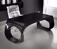 Bureau de direction de luxe en fibre de verre et marbre brillant, design élégant, pour une personne, taille standard