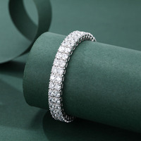 Chaîne tennis classique en argent sterling 925 avec double rangée de zircone cubique de 3,5 mm, bijoux unisexes en gros