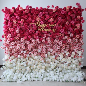 Nouvelle <span class=keywords><strong>tendance</strong></span> 2025, décoration de mariage en rose rouge artificielle, rideau de fleurs enroulable 5D, mur de fleurs - Product Image 4