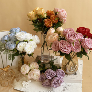 Bouquet de roses royales en soie Erin à 7 têtes, haute simulation, pour arrangements floraux de mariage, matériaux pour boîte cadeau DIY - Product Image 3