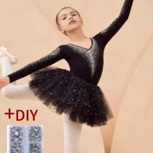 Set Leotard da Balletto con Strass Fai-da-Te e Gonna, Scollo a V, Schiena Scoperta, Costume da Danza, Gonna <span class=keywords><strong>Tutu</strong></span>, Top da Ginnastica per Ragazze - Product Image 2