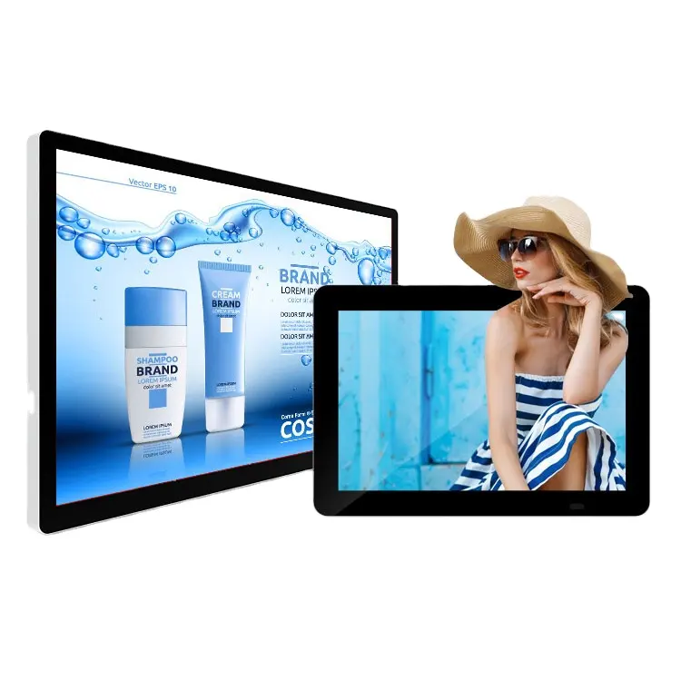 Écran de publicité numérique HD d'intérieur de 55 pouces, moniteur lcd mural d'intérieur, image de marketing, publicité vidéo