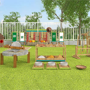 Aire de jeux extérieure en bois Moetry Montessori pour la maternelle, pour les tout-petits - Taille personnalisable, jeu de rôle ferme miniature et aéroport - Product Image 1