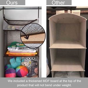 Non-woven Fabric Color Fabric Wall Pocket Organizer Waterproof <b>3</b>-Shelf Hanging Closet Organizer of Wardrobe Space Saver - Product Image 4