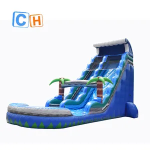 विशाल वाणिज्यिक डबल लेन उष्णकटिबंधीय ताड़ के पेड़ के लिए स्विमिंग पूल के साथ inflatable पानी स्लाइड के लिए बच्चों और वयस्क मनोरंजन पार्क