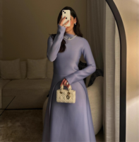 Robes modestes Y36 en polyester turc, longueur cheville, manches longues, coupe ajustée, pour femmes, pour tous les jours et les fêtes, tendance