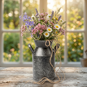 Maceta de Metal Galvanizado Rústica y Ecológica con Diseño de Hojas, Estilo Campestre para Arreglos Florales/Plantas en Interiores y Exteriores - Product Image 4