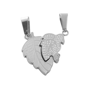 Stainless Steel Leaf Pendant Set Unisex <b>Couple</b> <b>Necklace</b> Retro Plant Design Gift Jewelry - Product Image 1