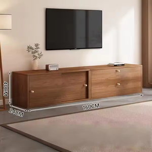 <span class=keywords><strong>Meuble</strong></span> <span class=keywords><strong>TV</strong></span> et table basse en bois massif de style rétro antique avec rangement, mobilier de salon moderne de style farmhouse - Product Image 2