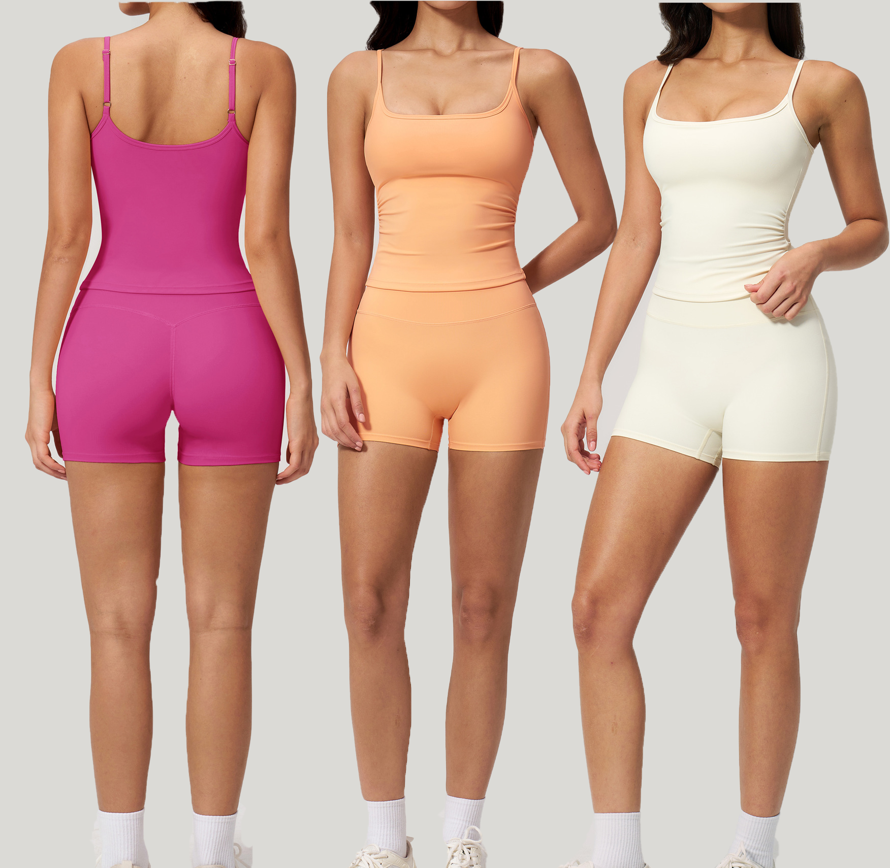 Yoga Wear Factory Custom Logo Women Pilates Sportswear Workout Sets Fitness Crop Top Butt Scrunch Shorts Sets