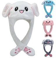 Chapeau mignon avec oreilles de lapin, chapeau de lapin à airbag mobile, chapeau de lapin qui saute, jouet amusant, chapeau en peluche de dessin animé kawaii pour filles, cadeau