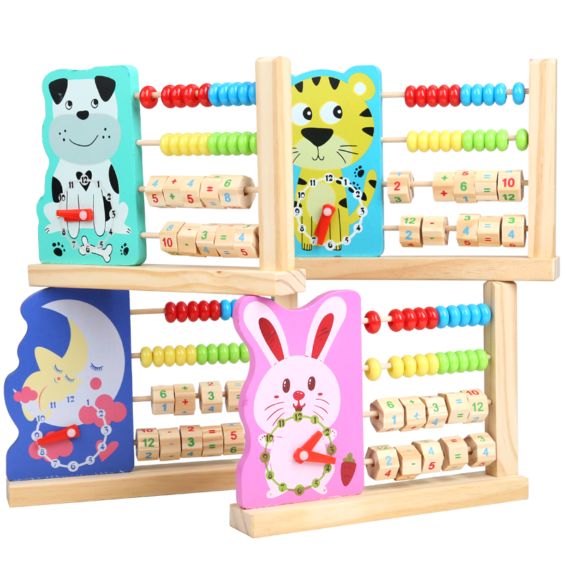 Часы с мультяшными животными на заказ, деревянные математические игрушки, дешевые детские развивающие игрушки Монтессори